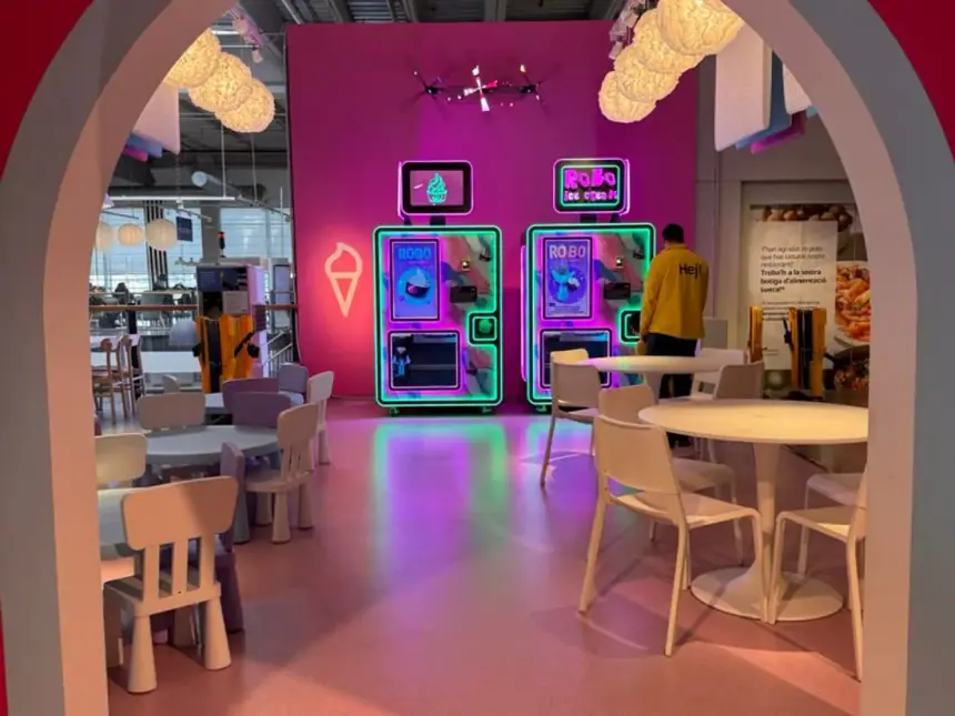 Two Robo Ice Cream machines in the café area of an IKEA store